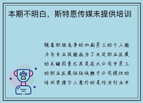 本期不明白，斯特恩传媒未提供培训