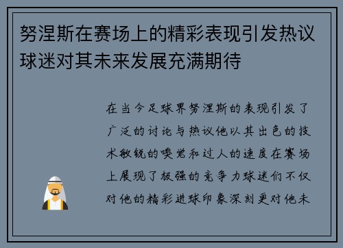 努涅斯在赛场上的精彩表现引发热议球迷对其未来发展充满期待